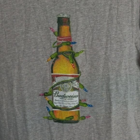 Old Navy Size S Vintage Budweiser Beer Bottle Christmas Lights Graphic T Shirt - Picture 2 of 9